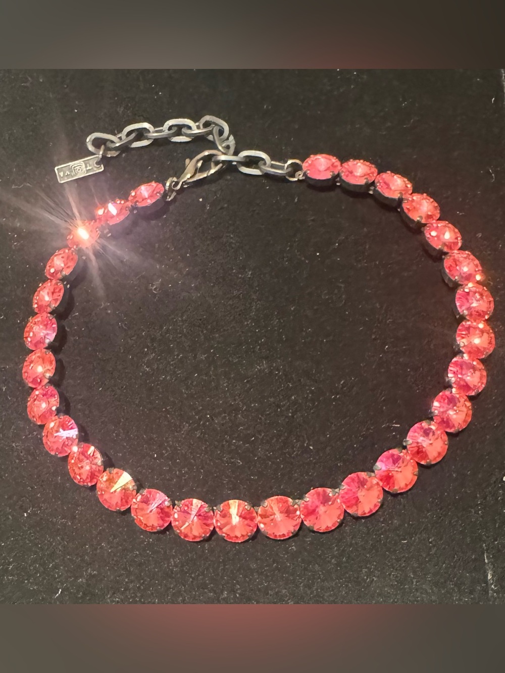 TOVA pink crystal necklace.